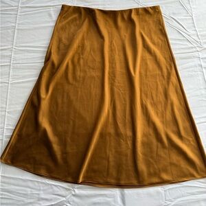 J Crew 2X Satin Slip skirt marigold mustard yellow minimalist normcore Scandi